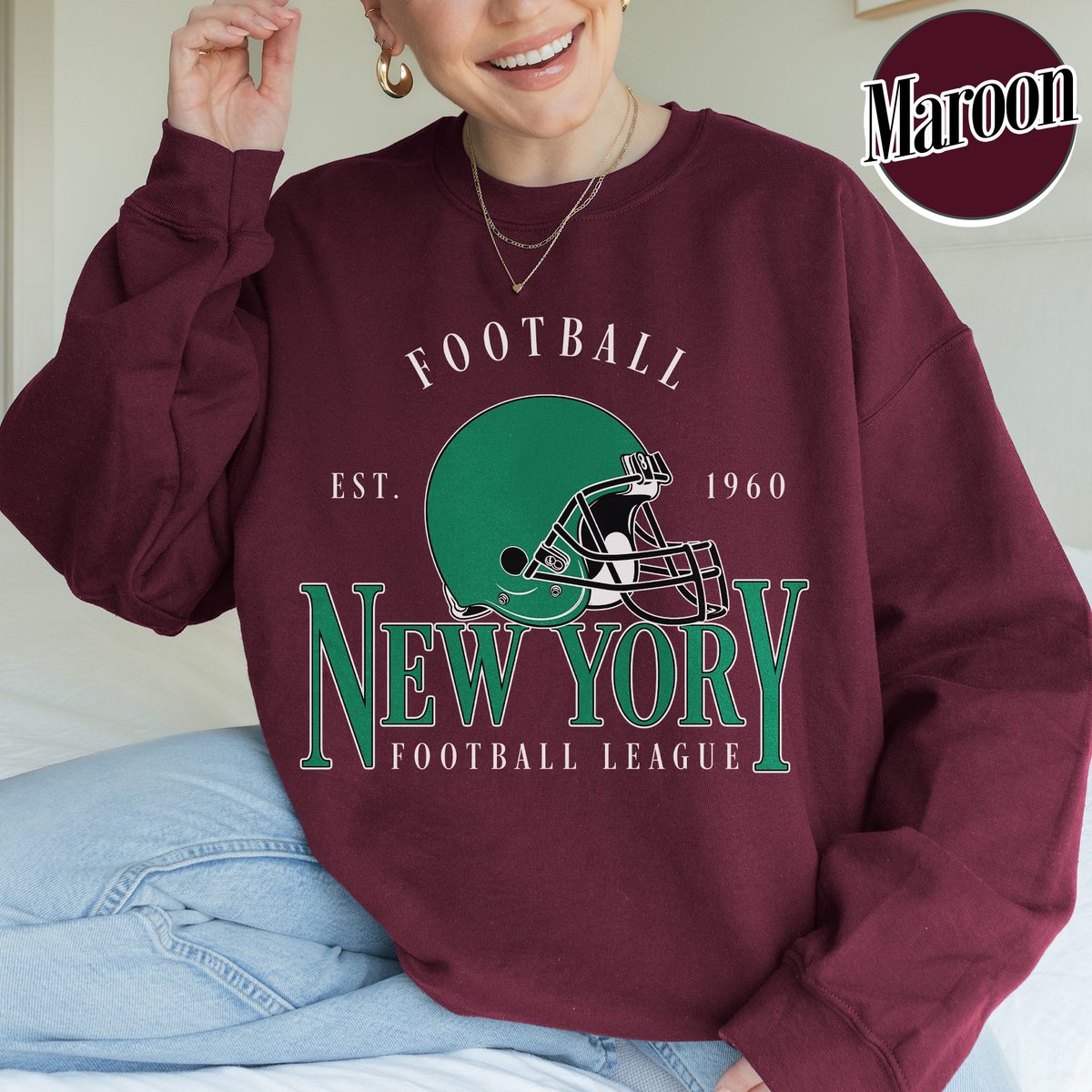 Unisex New York football vintage crewneck sweatshirt for men and women