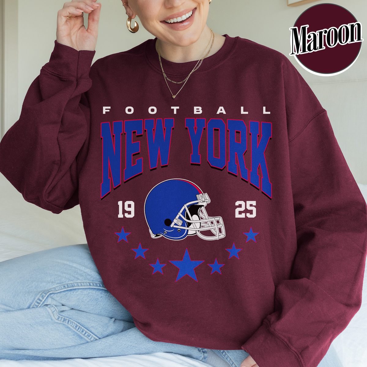 Unisex New York football vintage crewneck sweatshirt for men and women