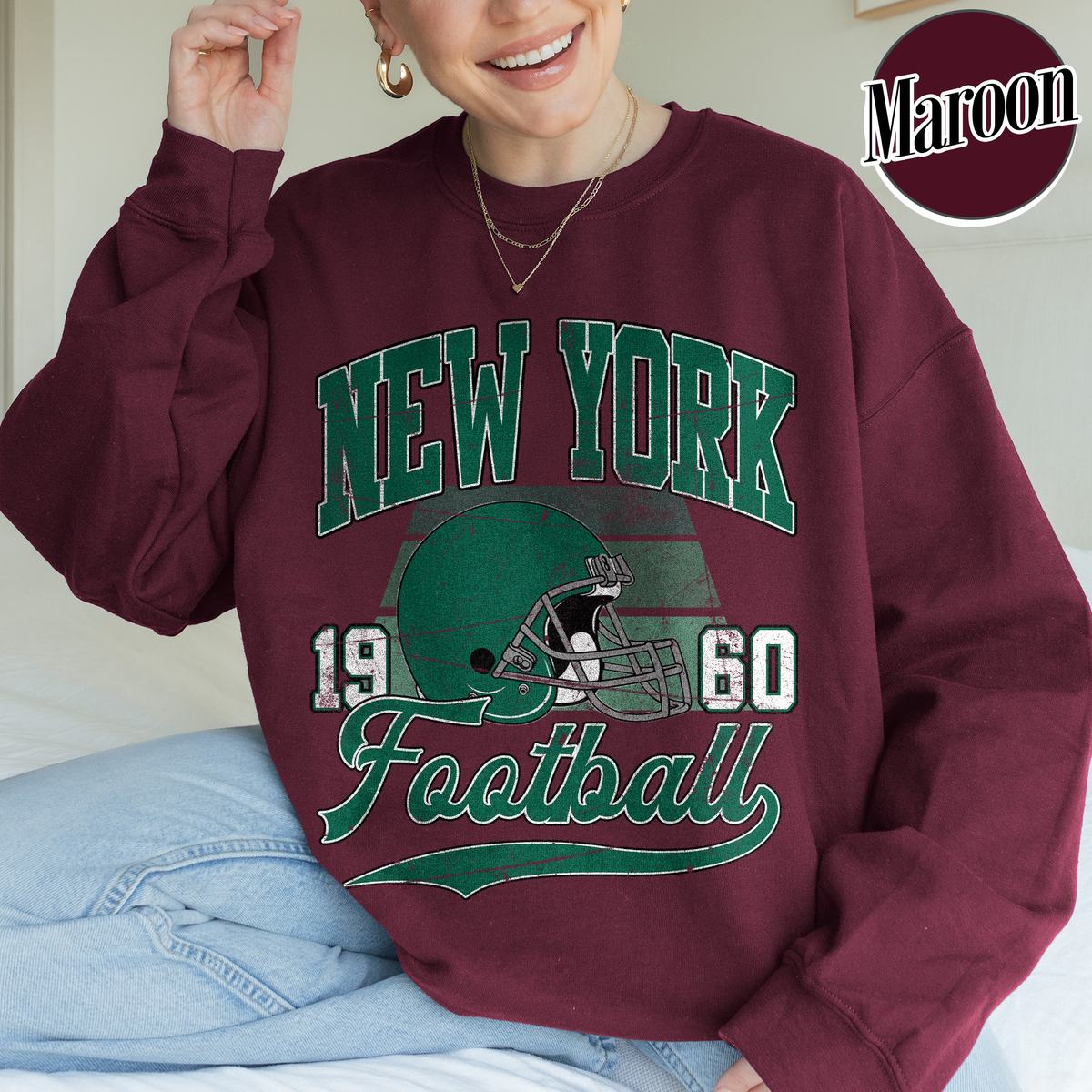 Unisex New York football vintage crewneck sweatshirt for men and women
