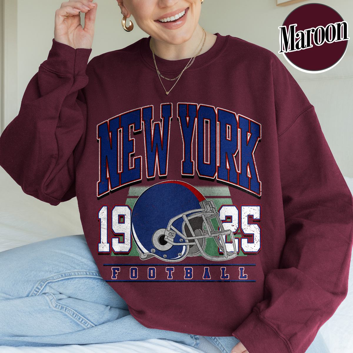 Unisex New York football vintage crewneck sweatshirt for men and women