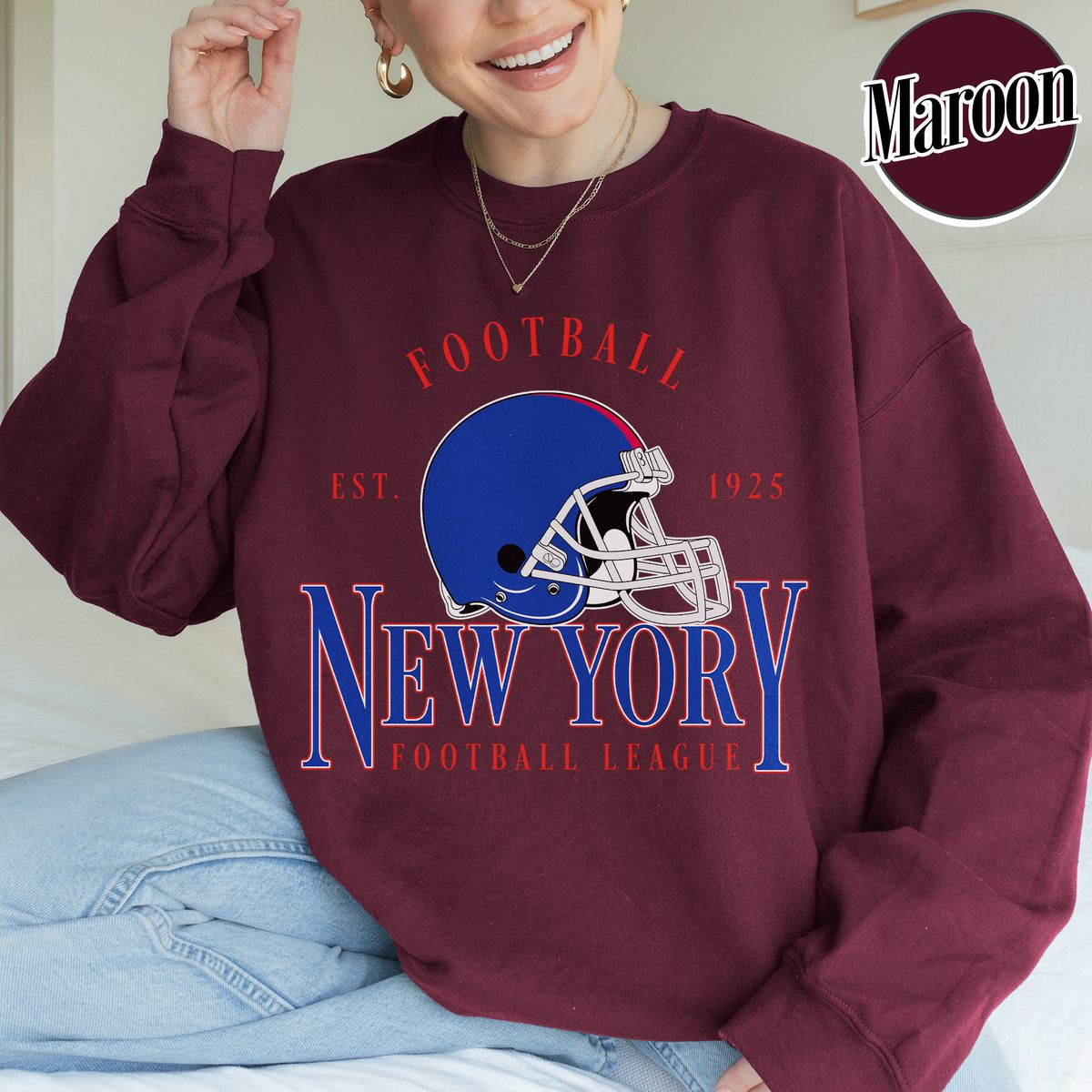 Unisex New York football vintage crewneck sweatshirt for men and women