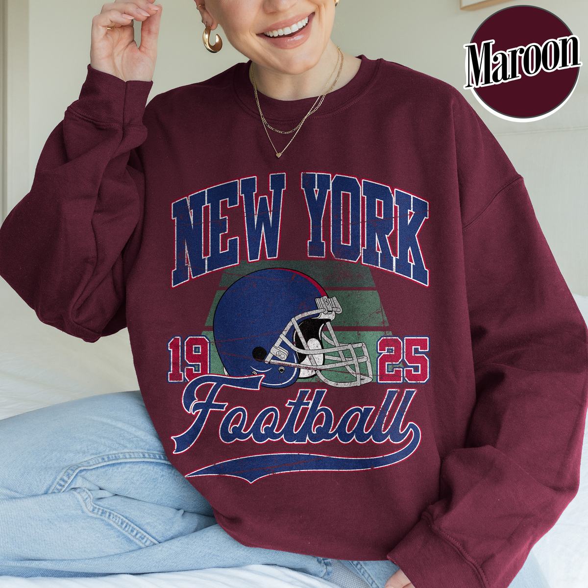 Unisex New York football vintage crewneck sweatshirt for men and women