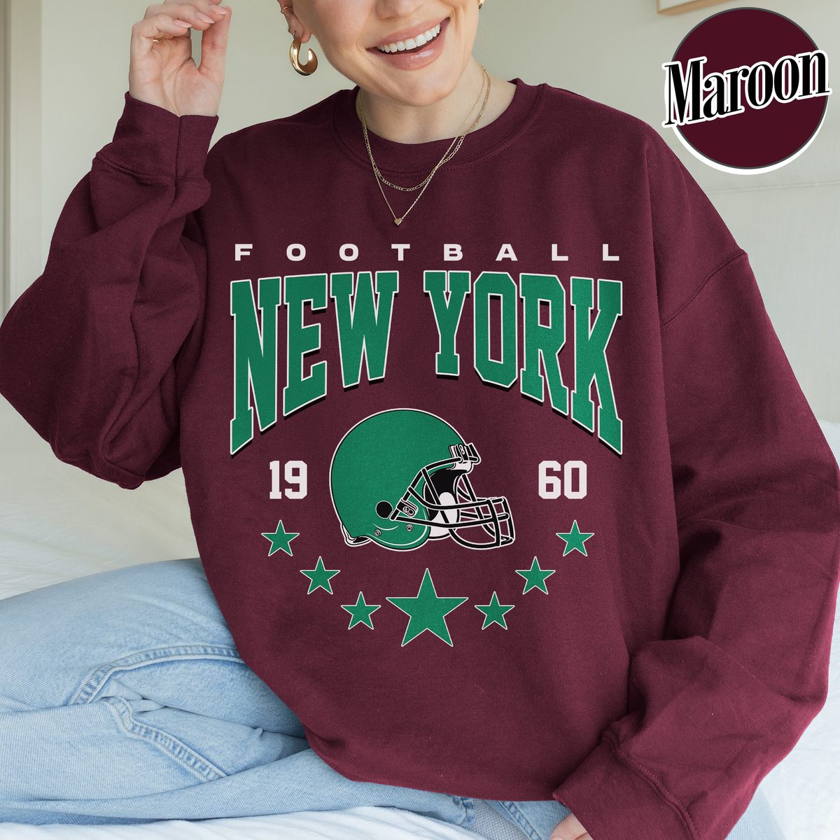 Unisex New York football vintage crewneck sweatshirt for men and women