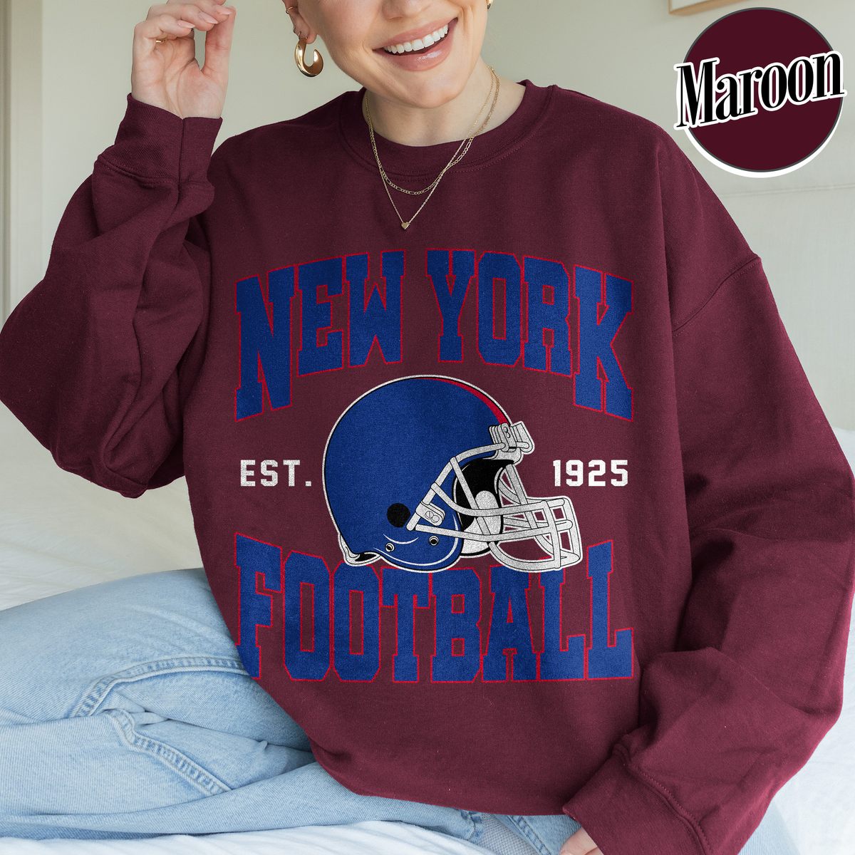 Unisex New York football vintage crewneck sweatshirt for men and women