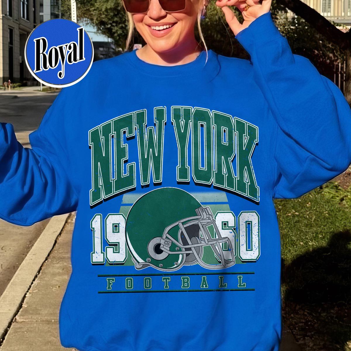 Unisex New York football vintage crewneck sweatshirt for men and women
