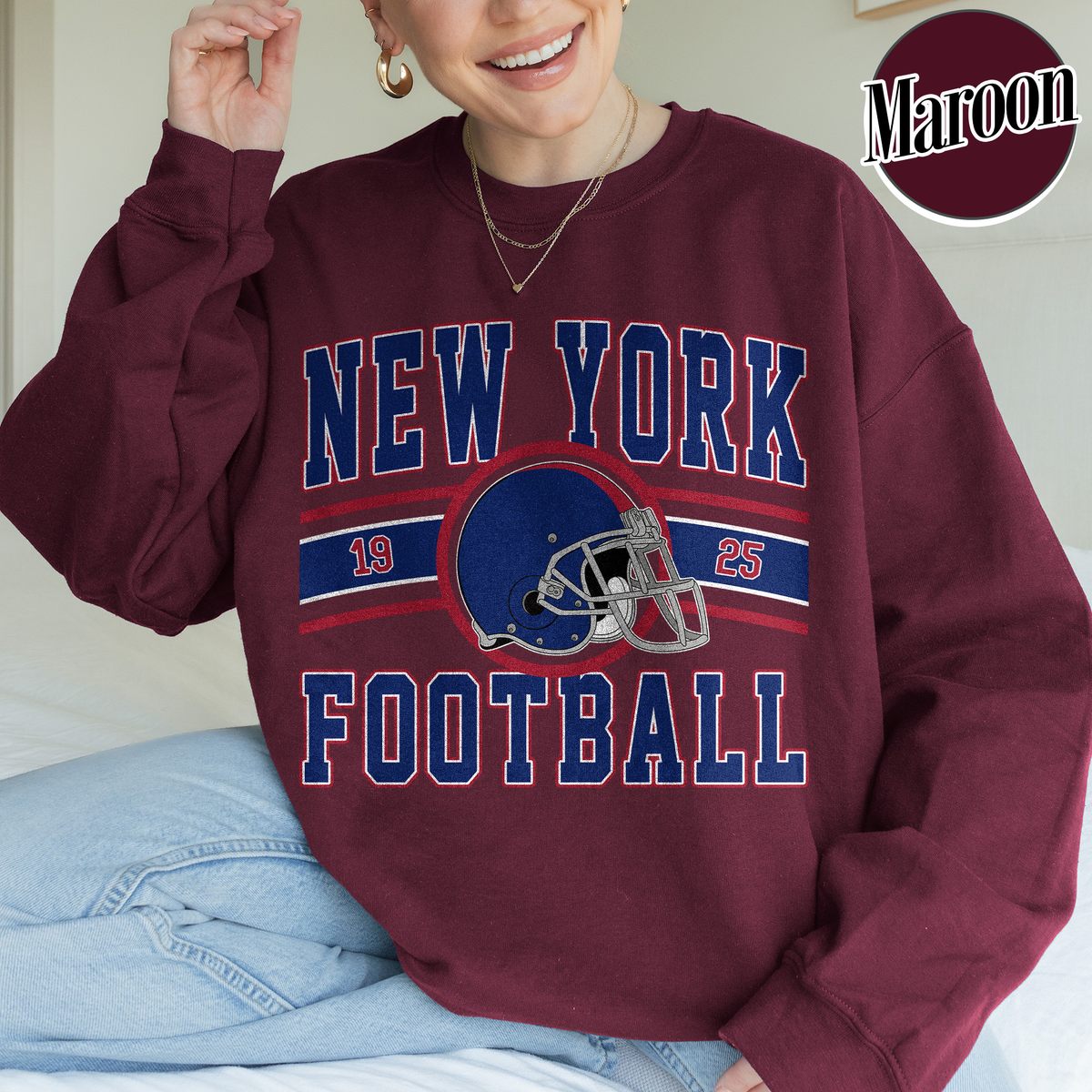 Unisex New York football vintage crewneck sweatshirt for men and women