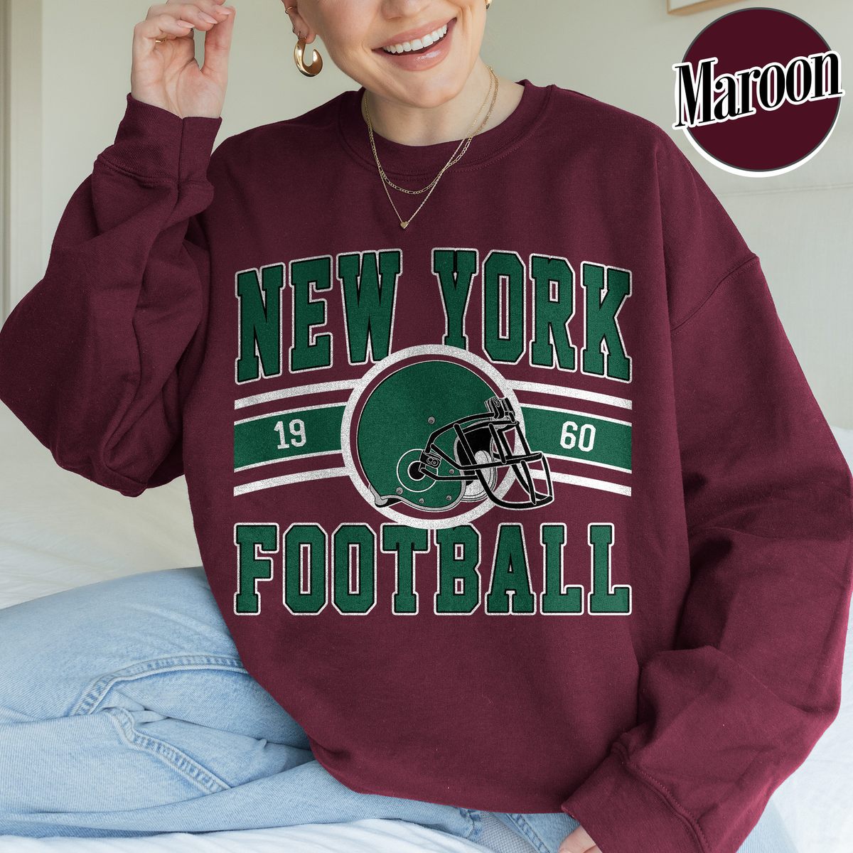 Unisex New York football vintage crewneck sweatshirt for men and women