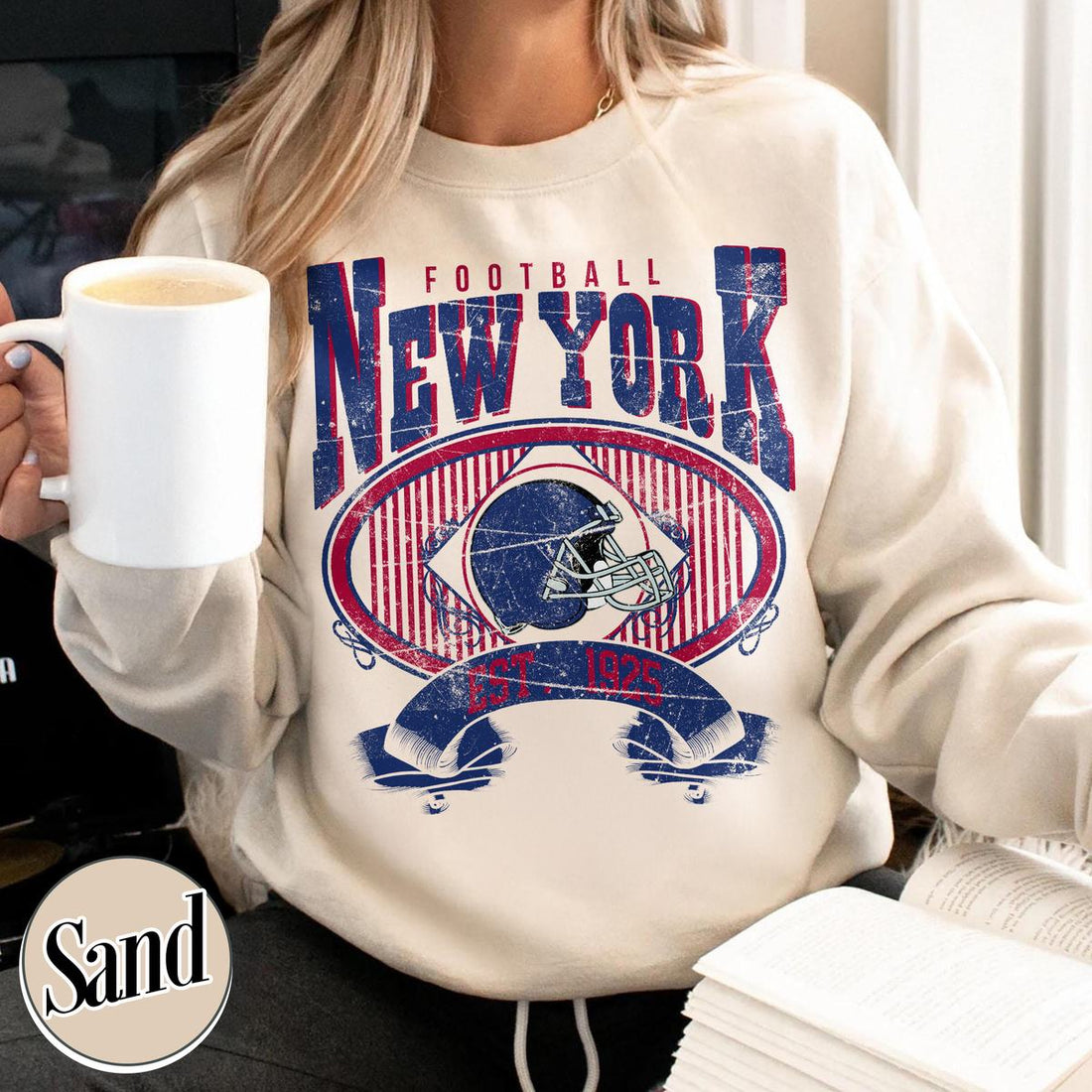 Unisex New York football vintage crewneck sweatshirt for men and women