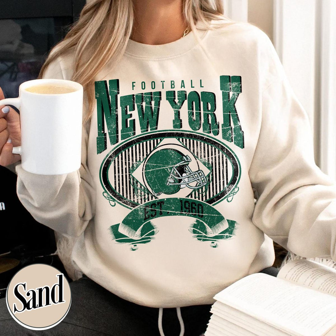 Unisex New York football vintage crewneck sweatshirt for men and women