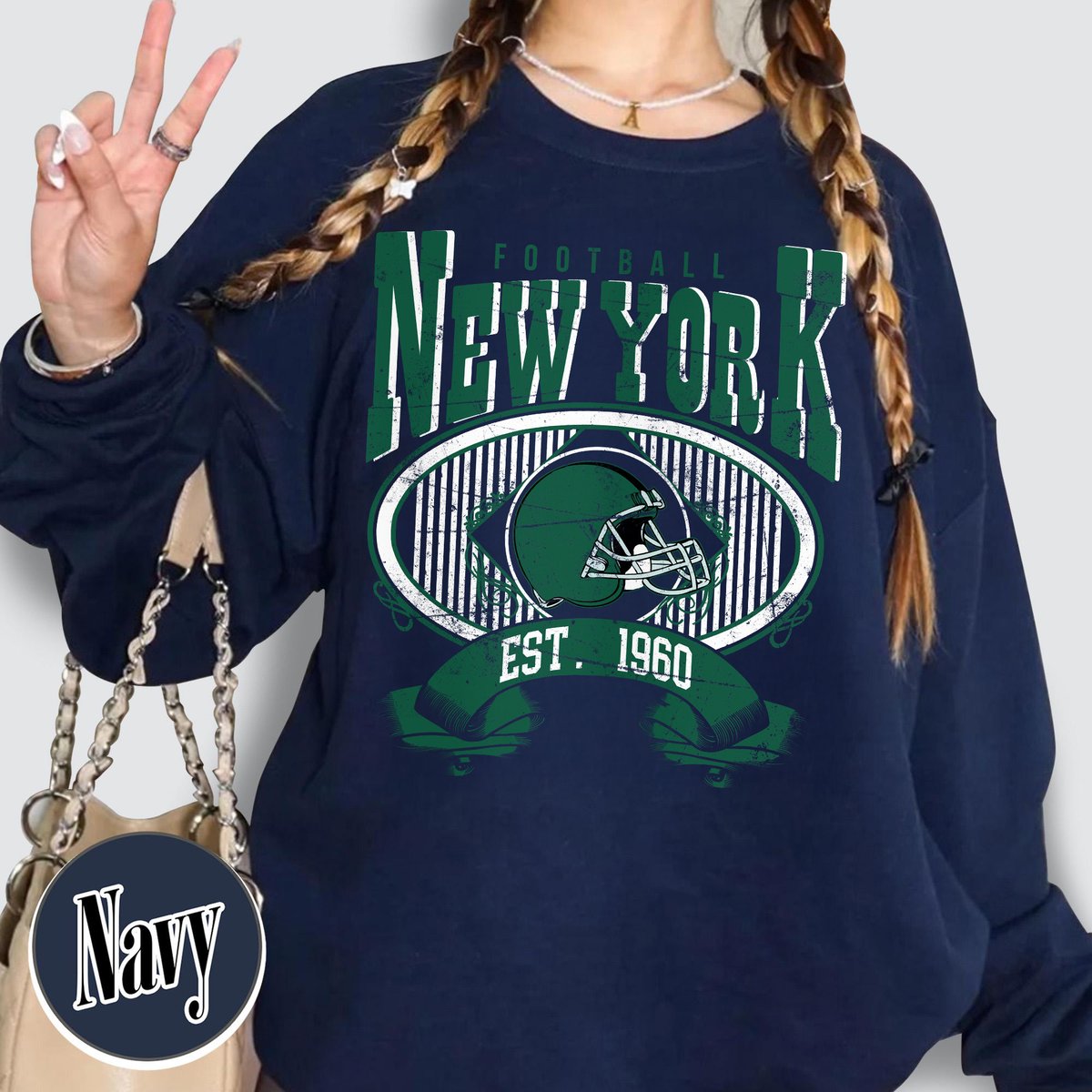 Unisex New York football vintage crewneck sweatshirt for men and women