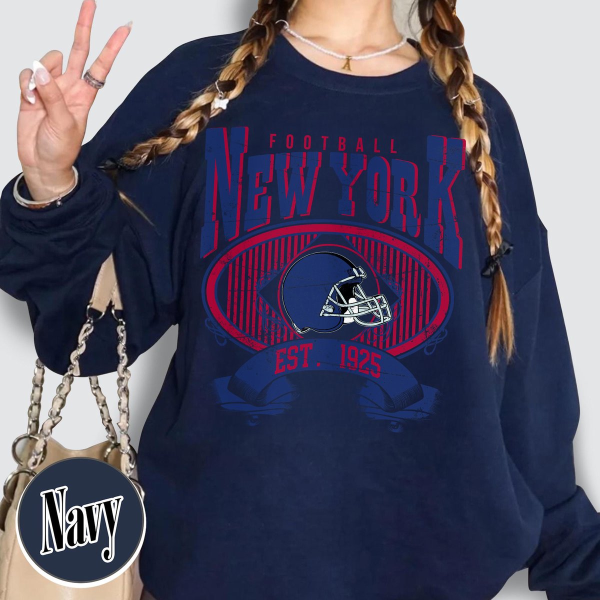 Unisex New York football vintage crewneck sweatshirt for men and women