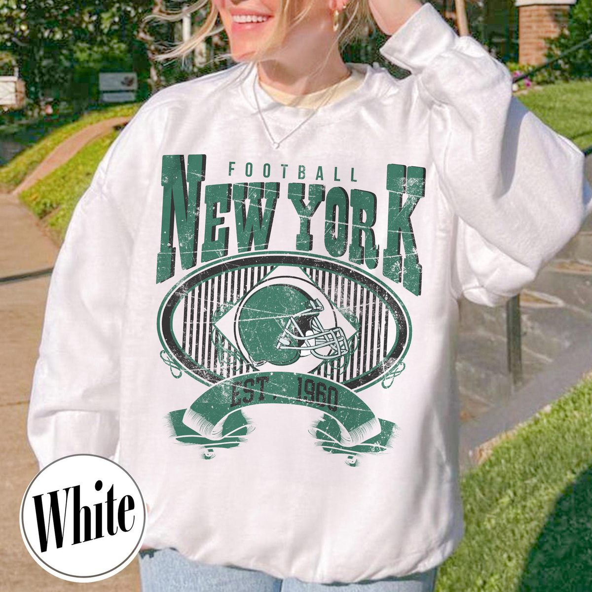 Unisex New York football vintage crewneck sweatshirt for men and women