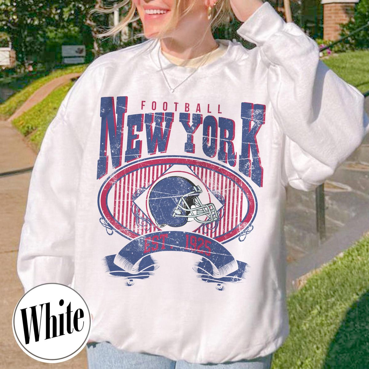 Unisex New York football vintage crewneck sweatshirt for men and women