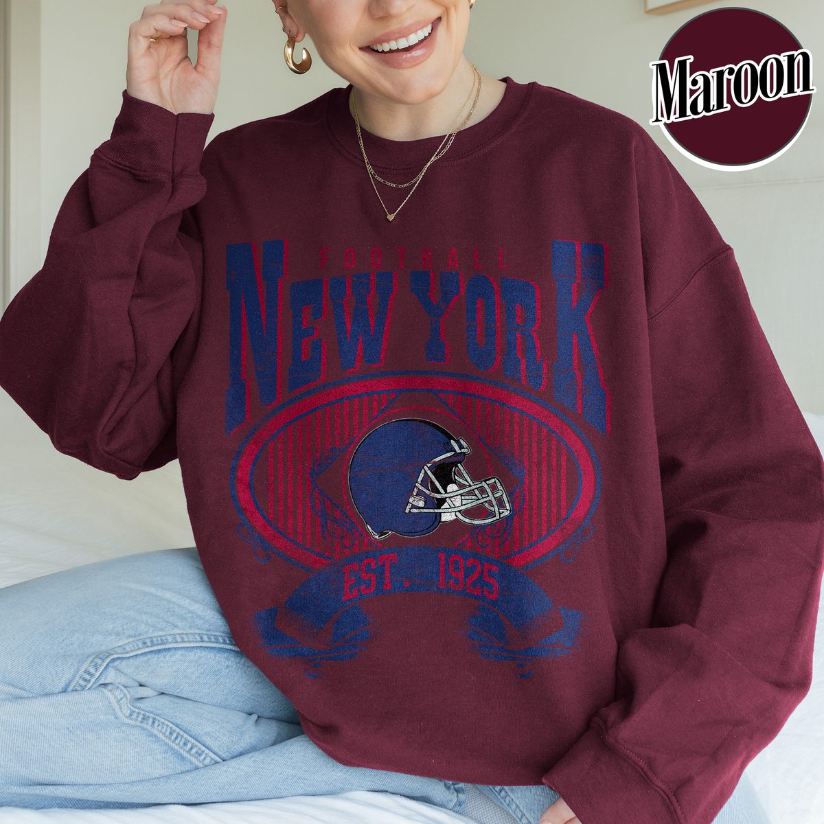 Unisex New York football vintage crewneck sweatshirt for men and women