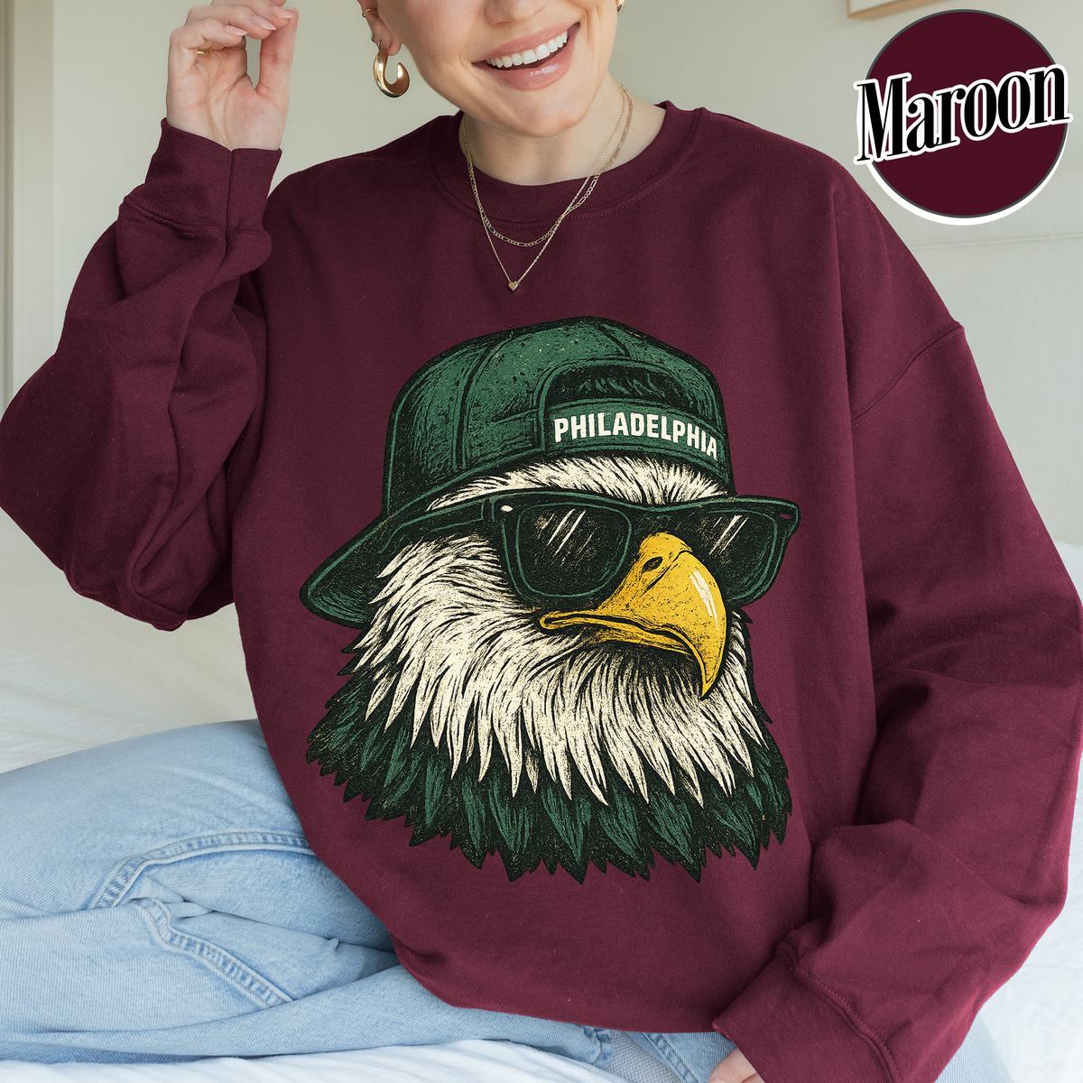 Unisex Philadelphia football vintage crewneck sweatshirt for men and women