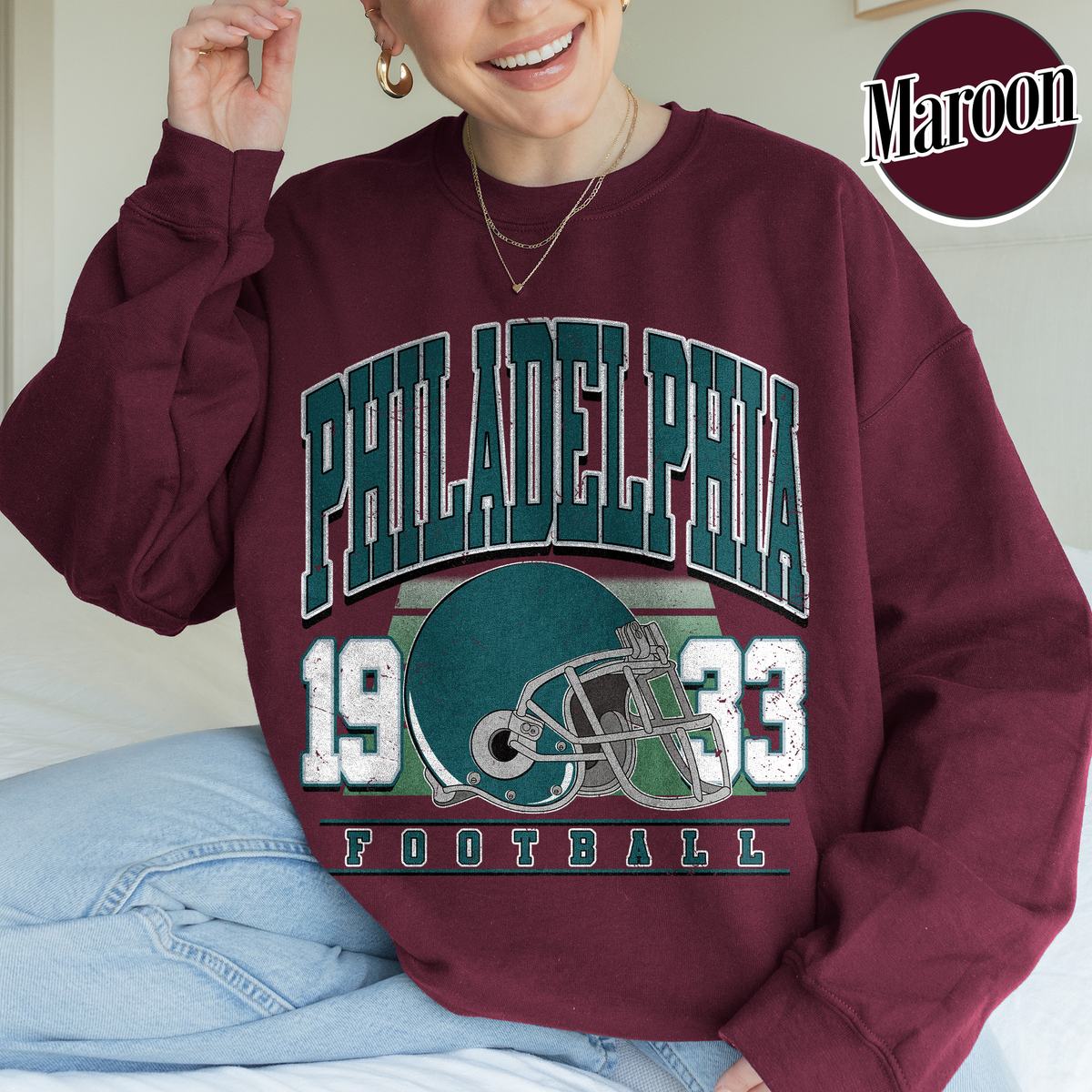 Unisex Philadelphia football vintage crewneck sweatshirt for men and women