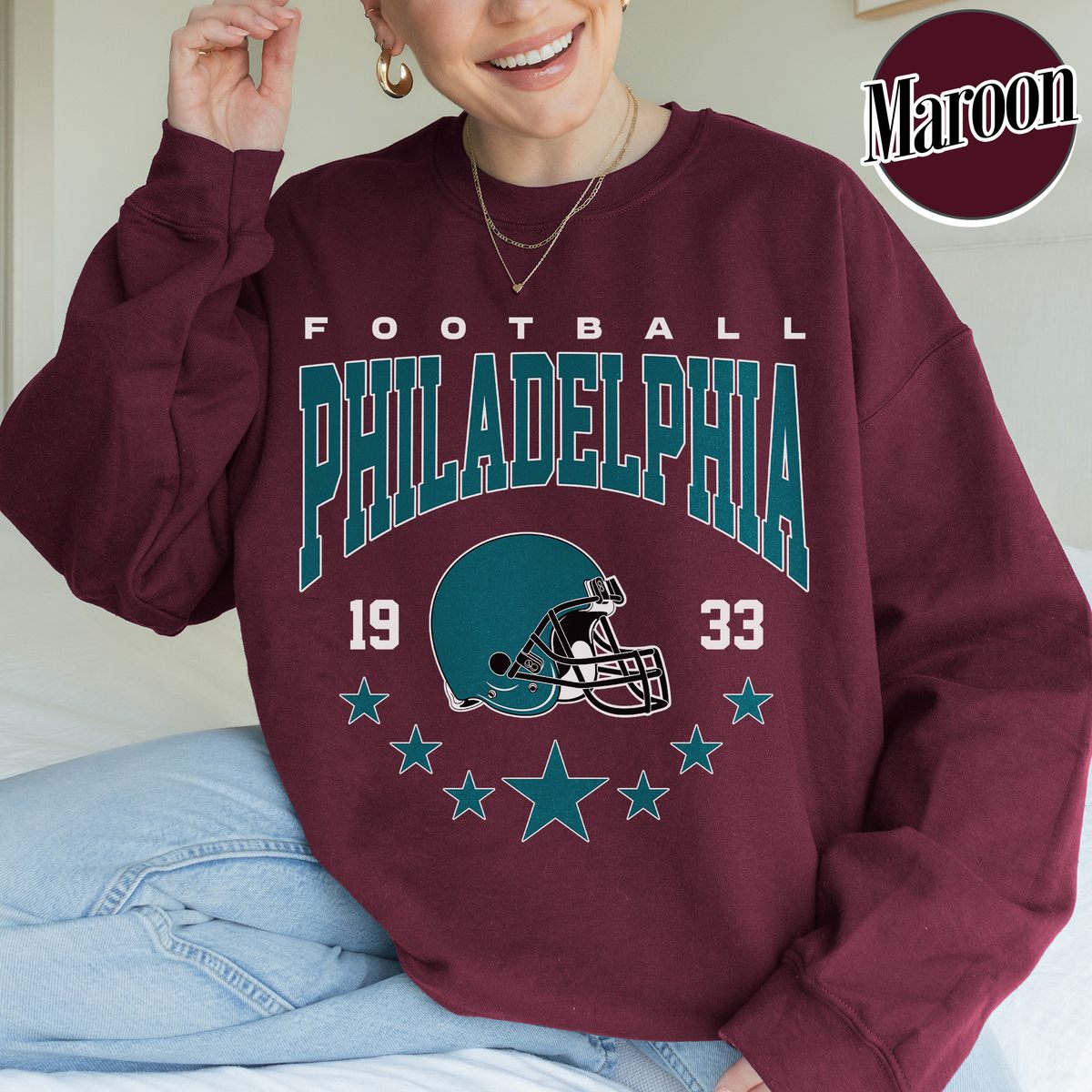 Unisex Philadelphia football vintage crewneck sweatshirt for men and women