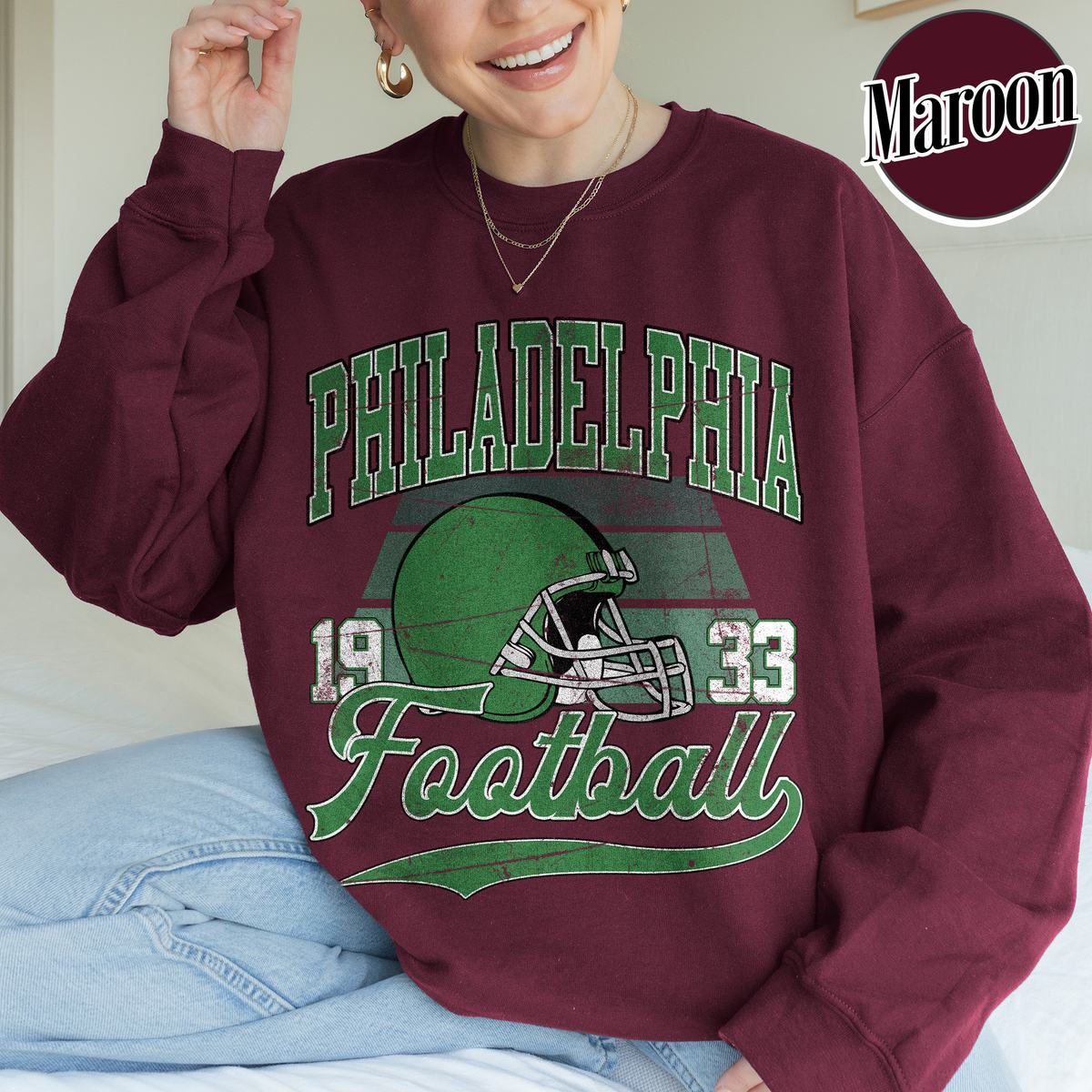Unisex Philadelphia football vintage crewneck sweatshirt for men and women