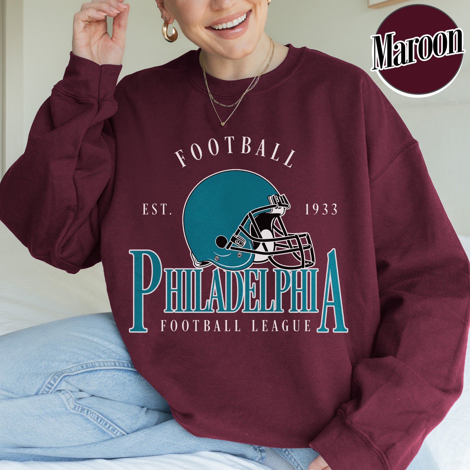 Unisex Philadelphia football vintage crewneck sweatshirt for men and women
