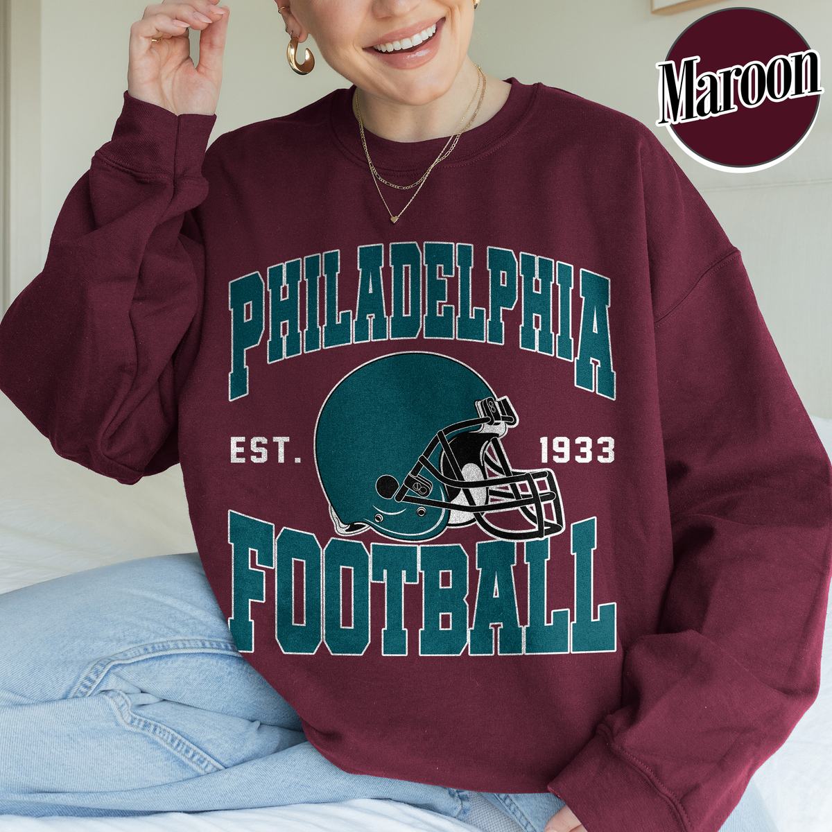 Unisex Philadelphia football vintage crewneck sweatshirt for men and women