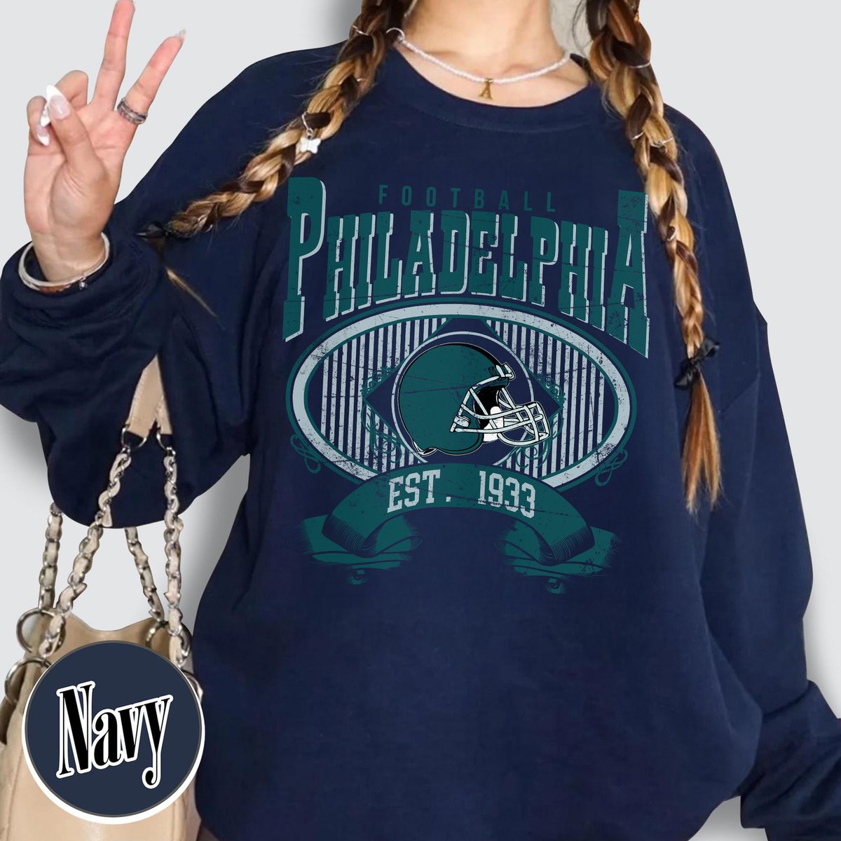 Unisex Philadelphia football vintage crewneck sweatshirt for men and women