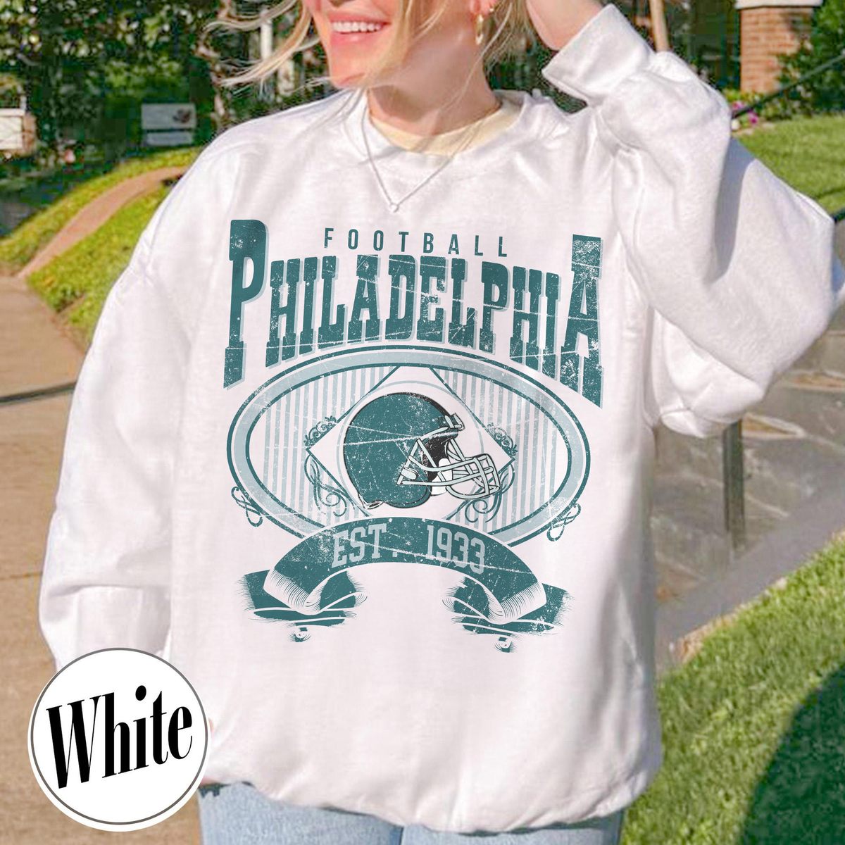 Unisex Philadelphia football vintage crewneck sweatshirt for men and women