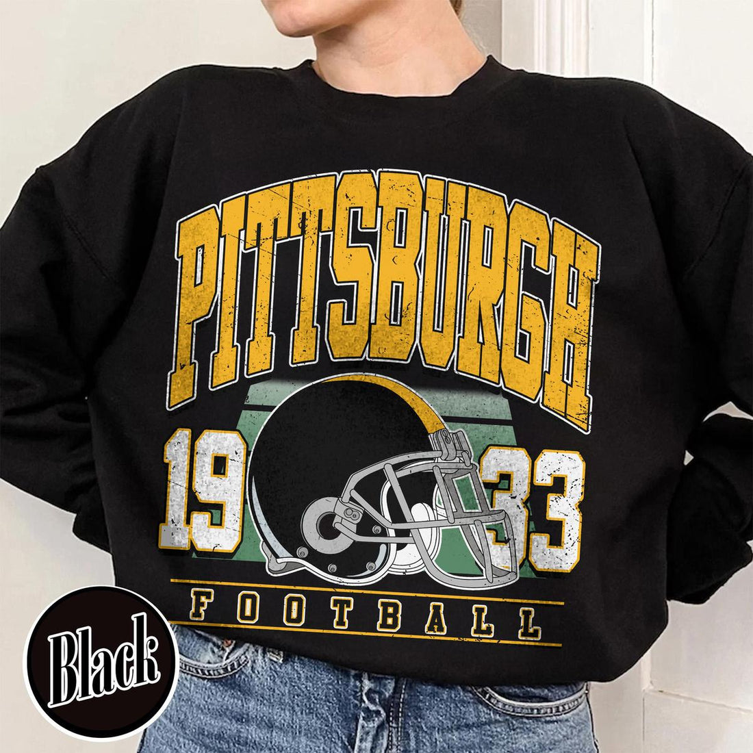 Unisex Pittsburgh football vintage crewneck sweatshirt for men and women