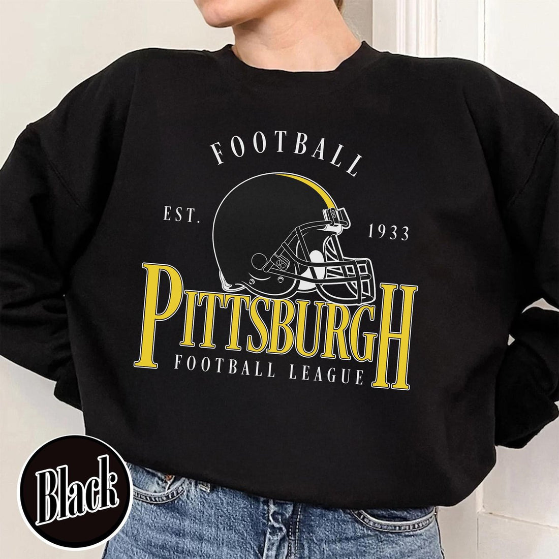 Unisex Pittsburgh football vintage crewneck sweatshirt for men and women