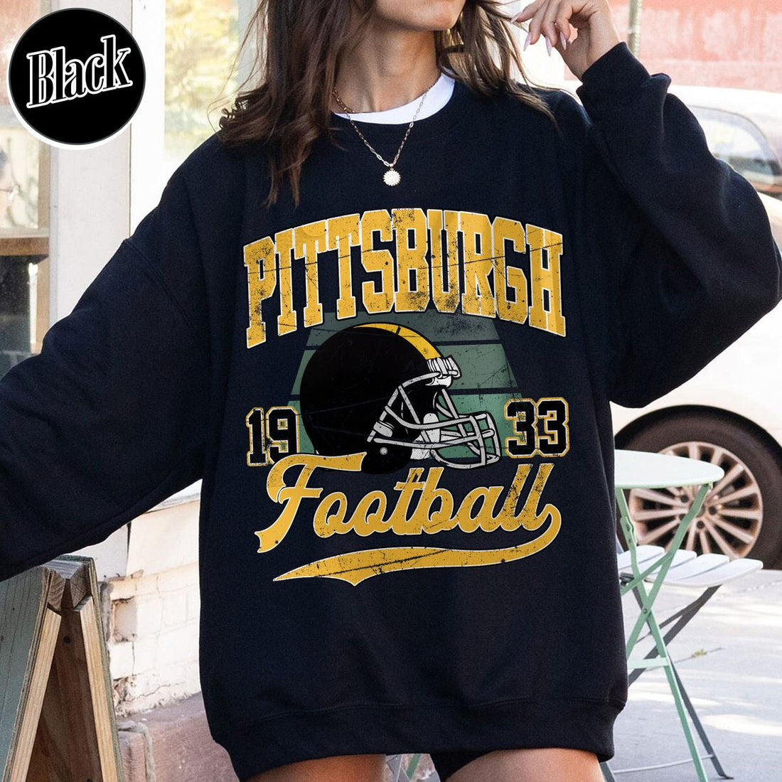 Unisex Pittsburgh football vintage crewneck sweatshirt for men and women