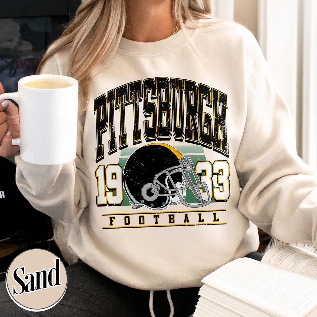 Unisex Pittsburgh football vintage crewneck sweatshirt for men and women