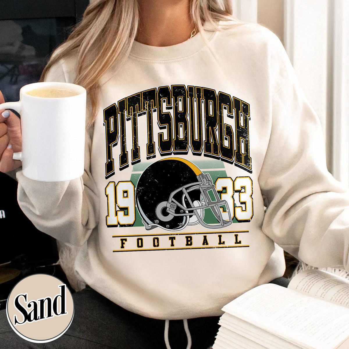 Unisex Pittsburgh football vintage crewneck sweatshirt for men and women