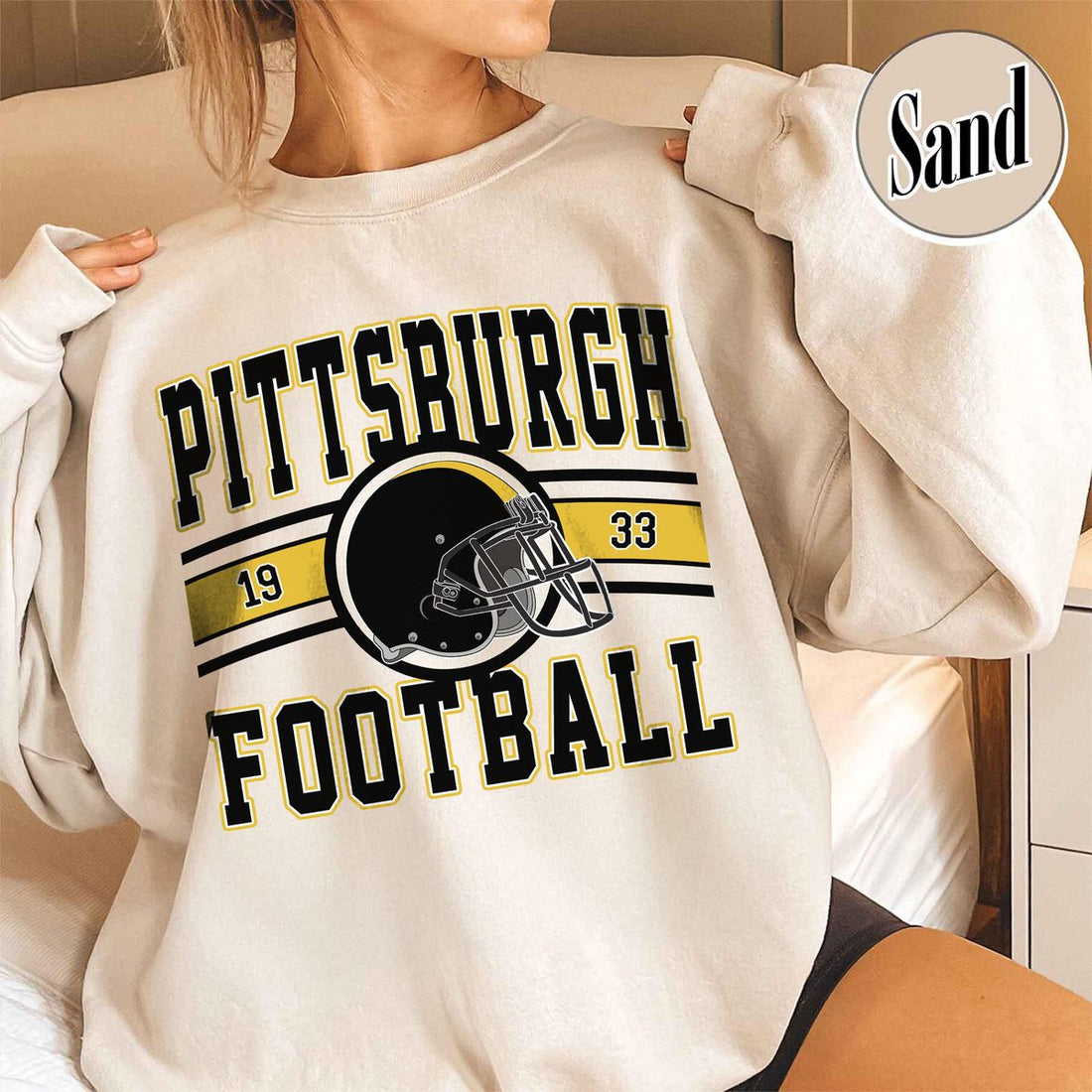 Unisex Pittsburgh football vintage crewneck sweatshirt for men and women