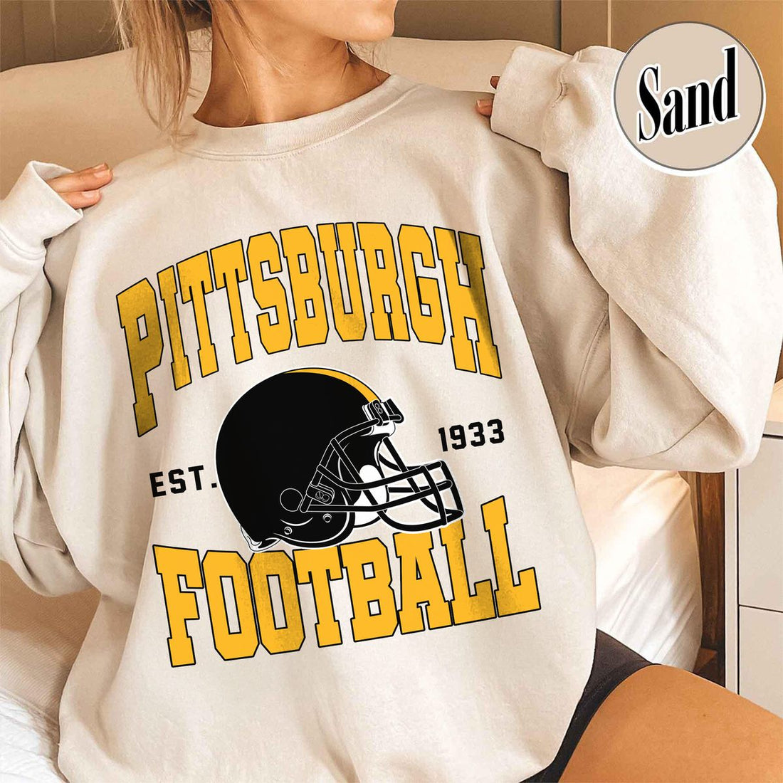 Unisex Pittsburgh football vintage crewneck sweatshirt for men and women