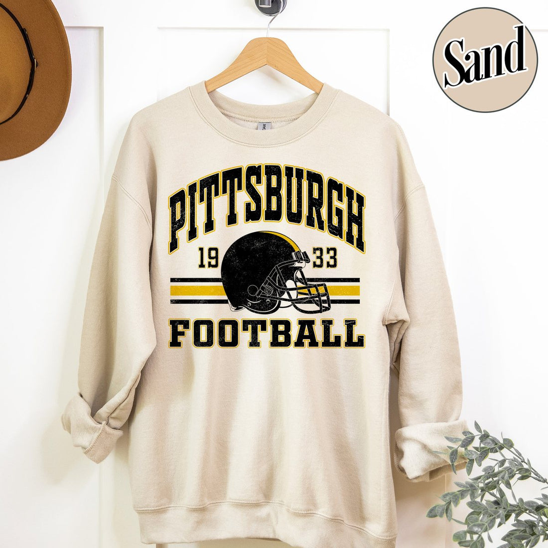 Unisex Pittsburgh football vintage crewneck sweatshirt for men and women