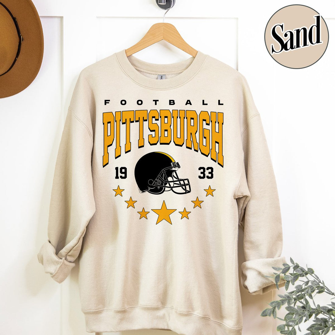 Unisex Pittsburgh football vintage crewneck sweatshirt for men and women