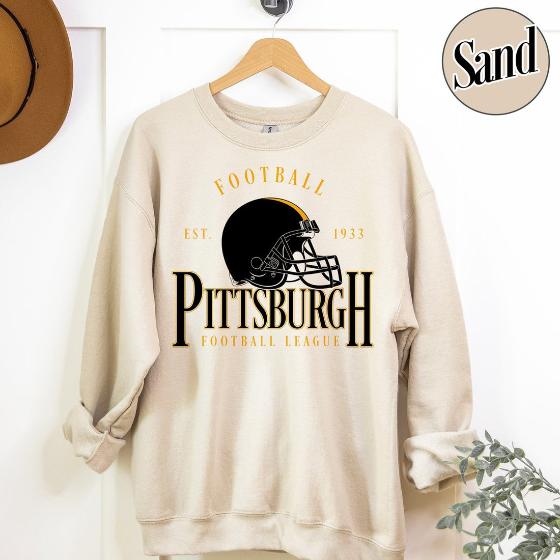 Unisex Pittsburgh football vintage crewneck sweatshirt for men and women