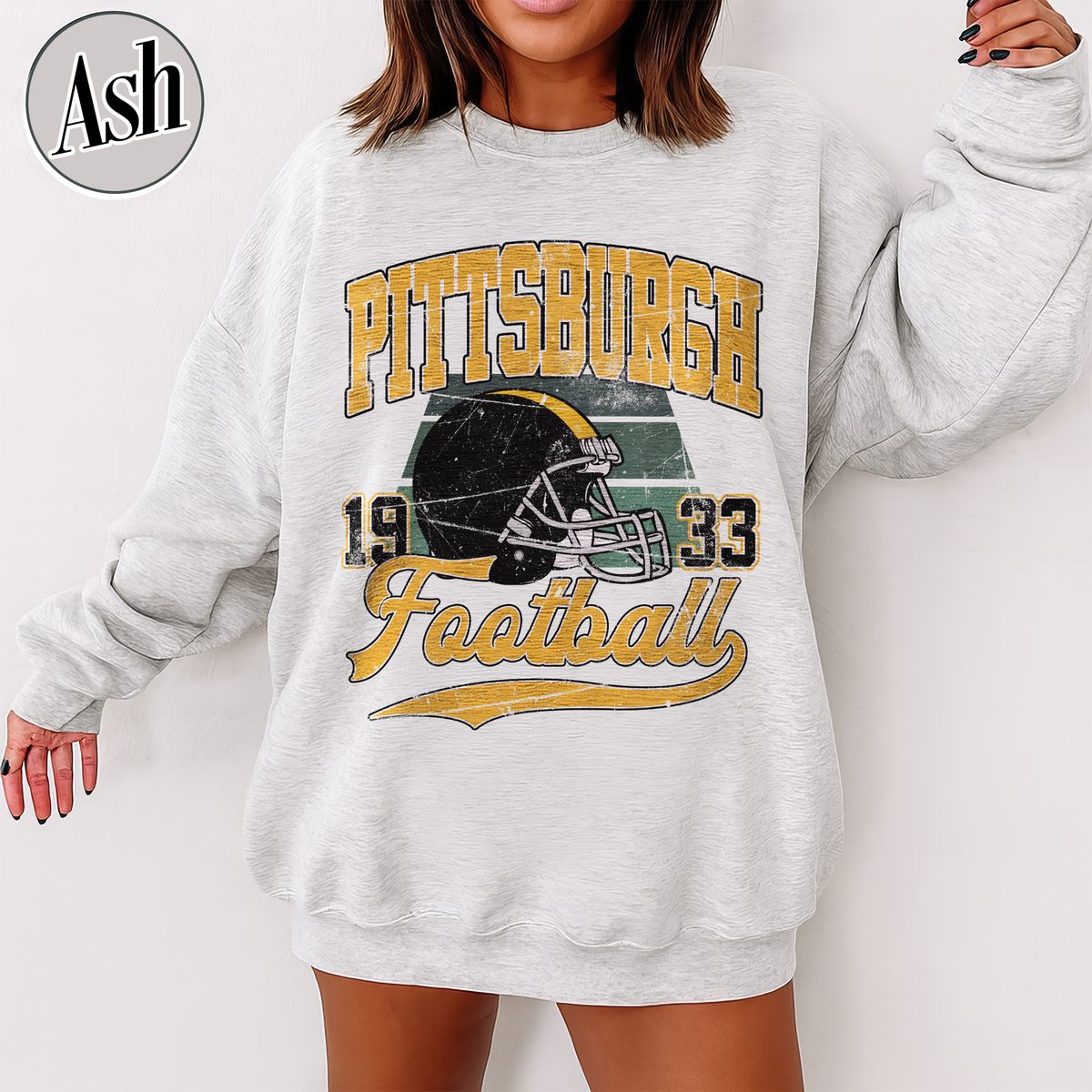 Unisex Pittsburgh football vintage crewneck sweatshirt for men and women