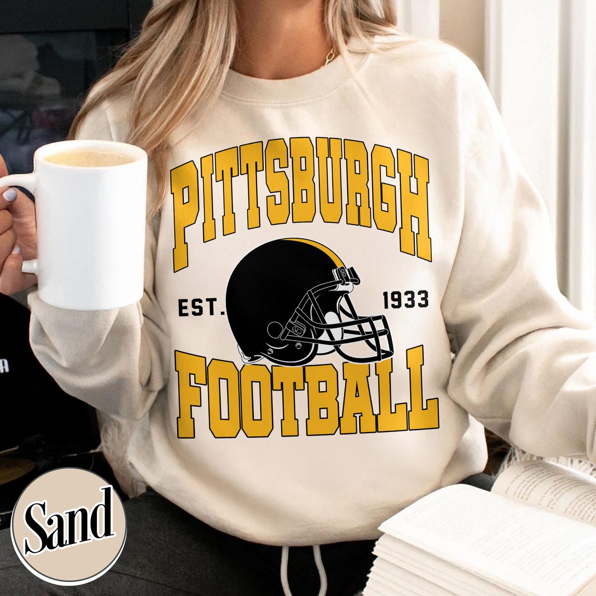 Unisex Pittsburgh football vintage crewneck sweatshirt for men and women