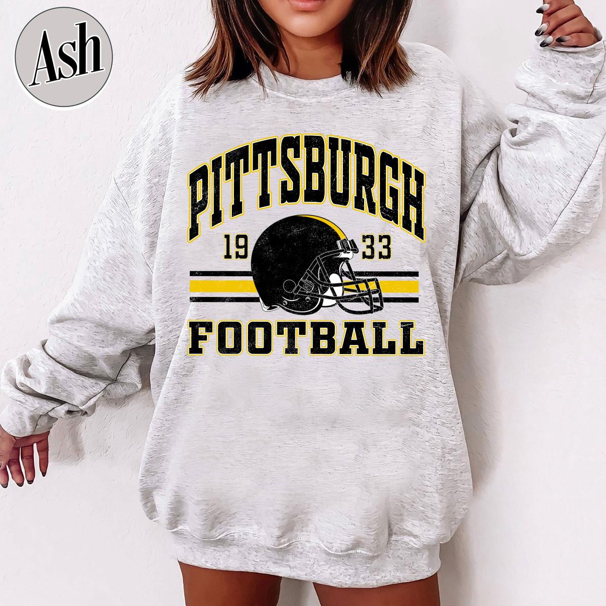 Unisex Pittsburgh football vintage crewneck sweatshirt for men and women