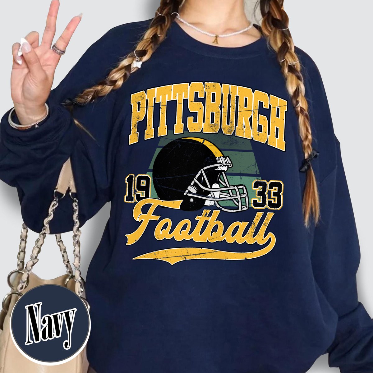 Unisex Pittsburgh football vintage crewneck sweatshirt for men and women