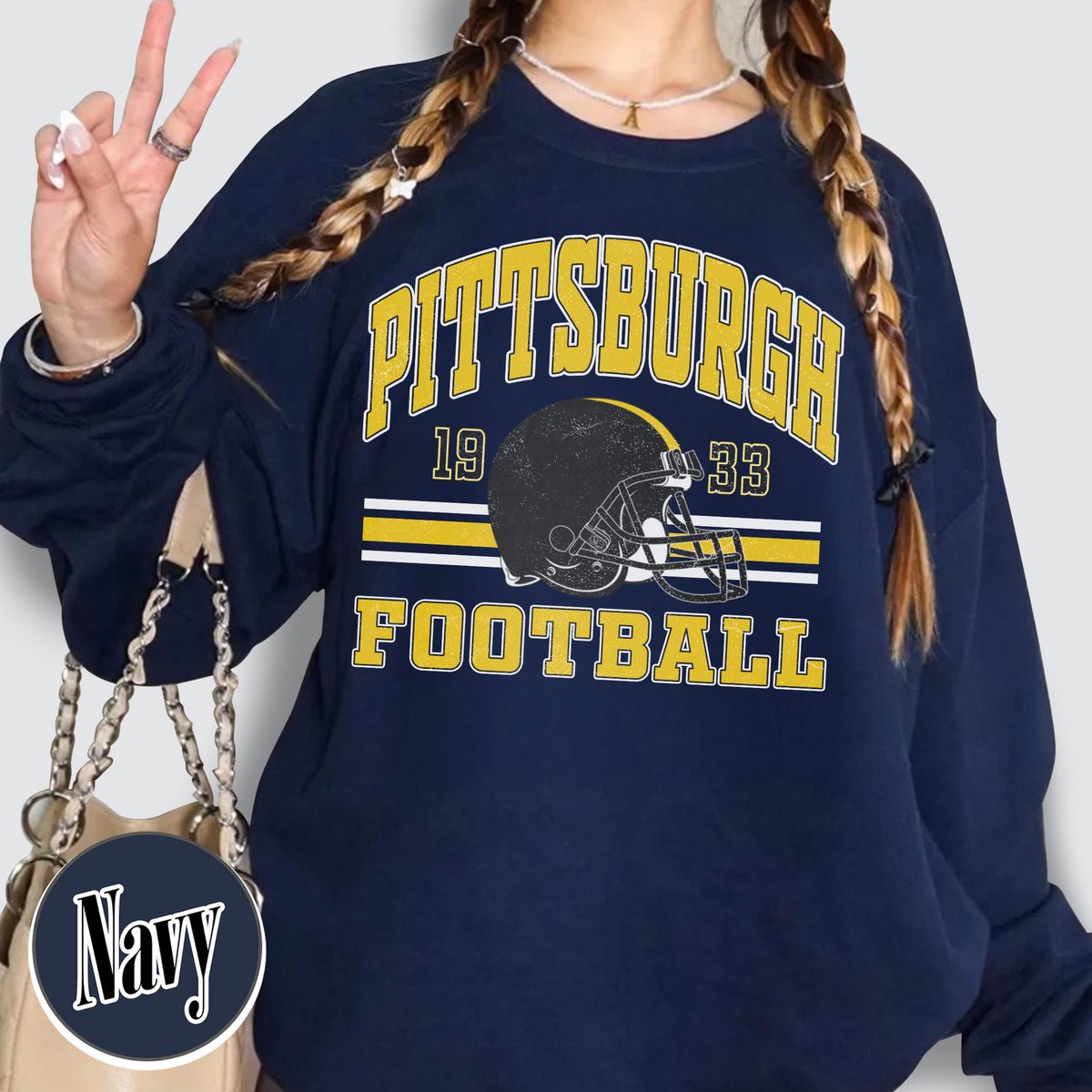 Unisex Pittsburgh football vintage crewneck sweatshirt for men and women