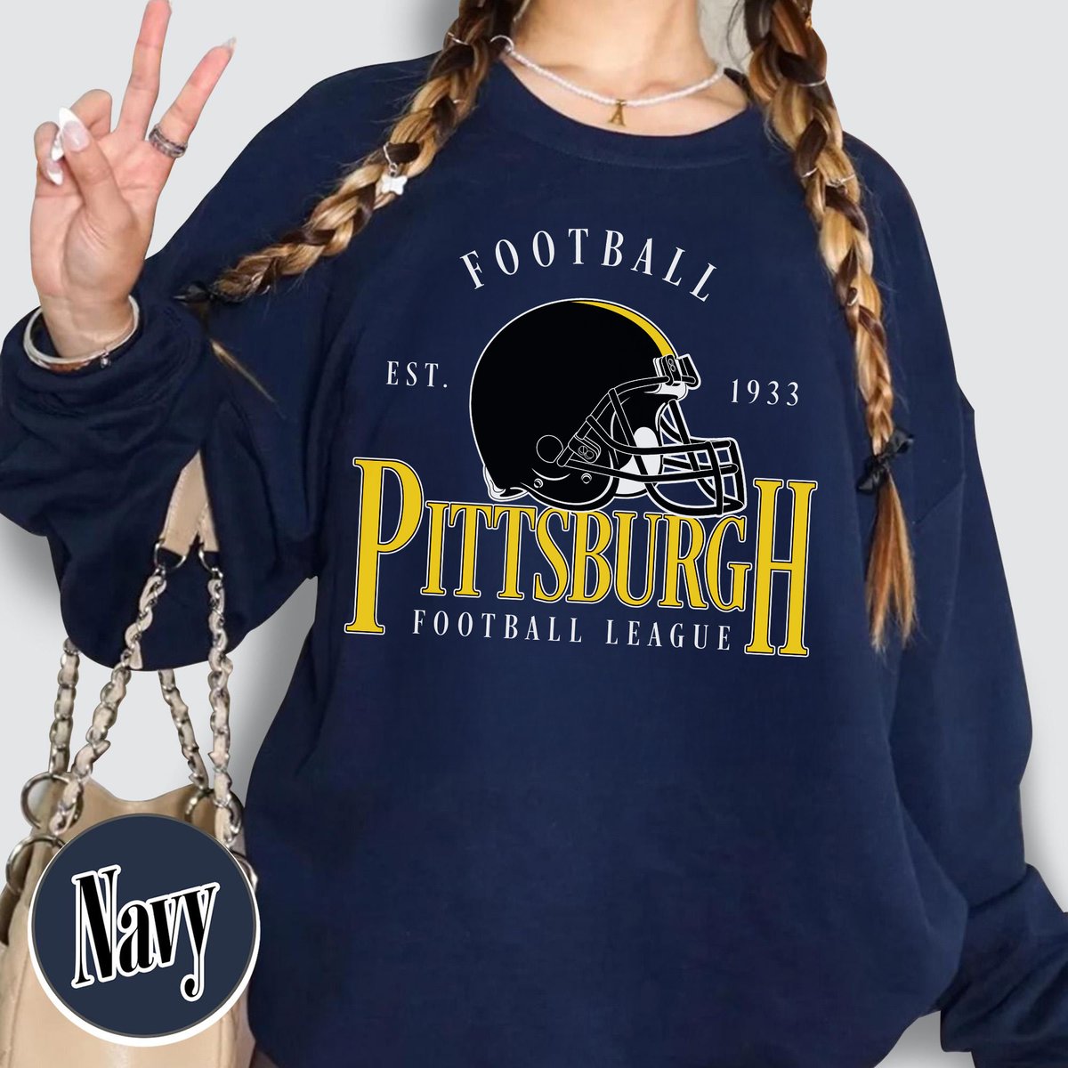 Unisex Pittsburgh football vintage crewneck sweatshirt for men and women