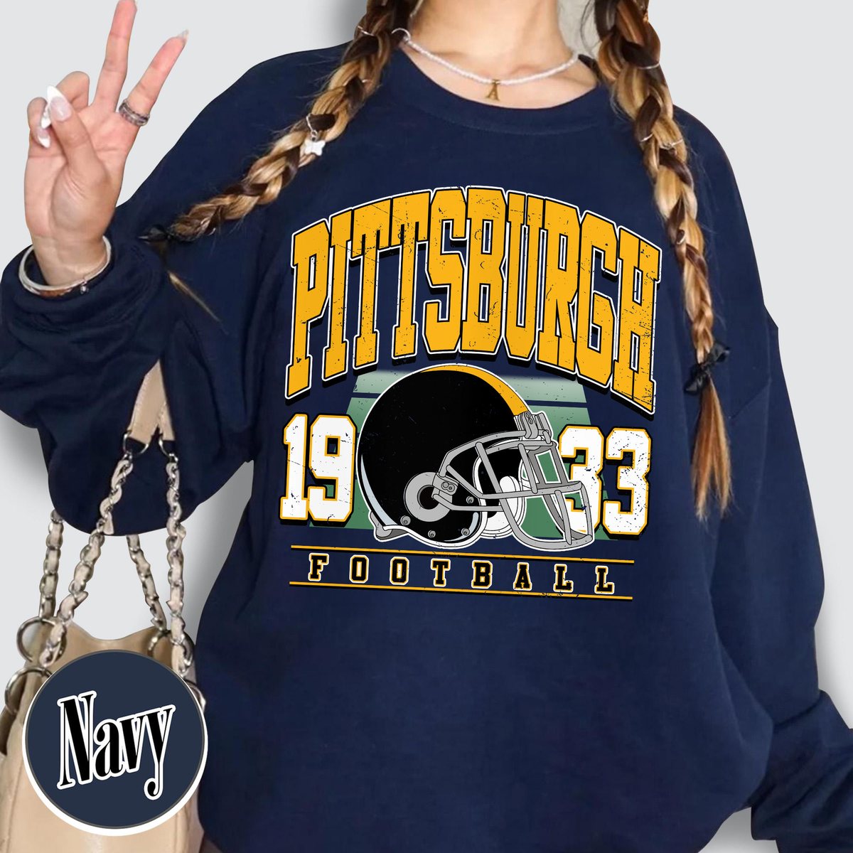 Unisex Pittsburgh football vintage crewneck sweatshirt for men and women