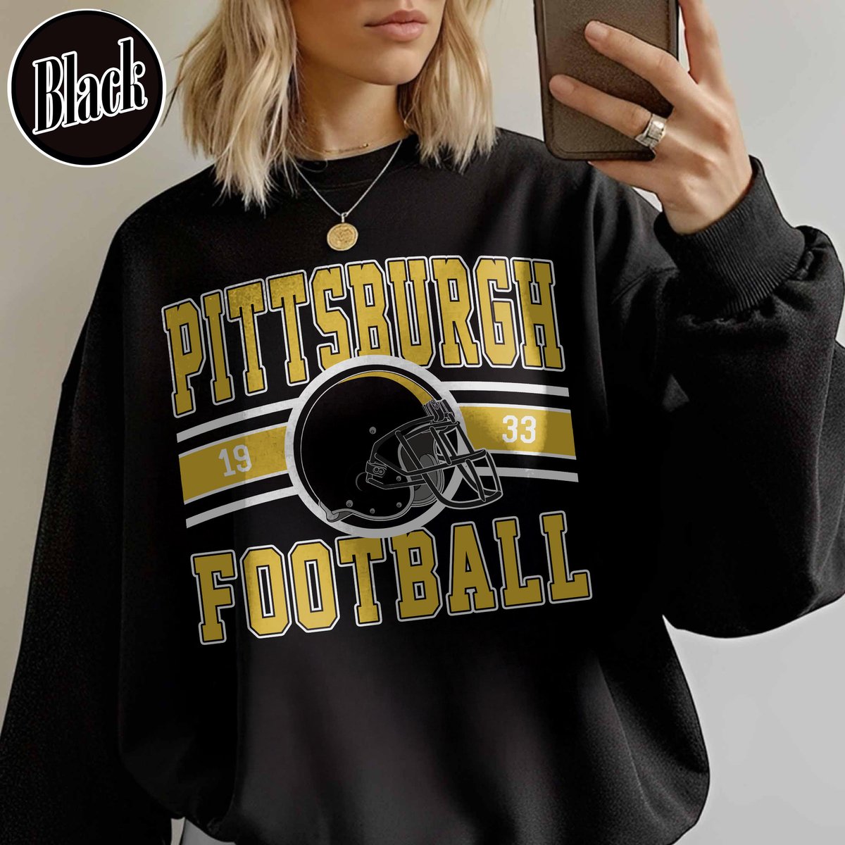 Unisex Pittsburgh football vintage crewneck sweatshirt for men and women
