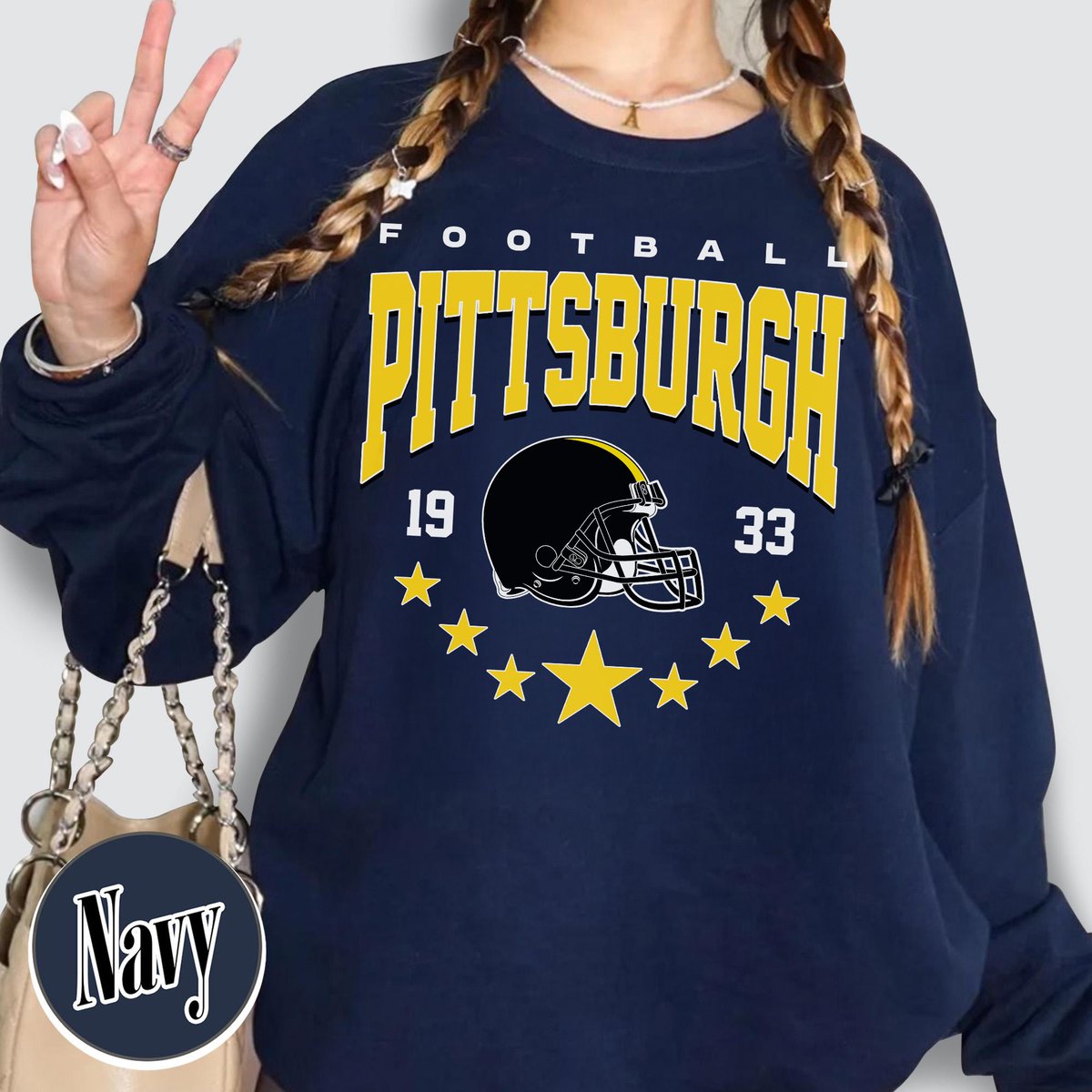 Unisex Pittsburgh football vintage crewneck sweatshirt for men and women