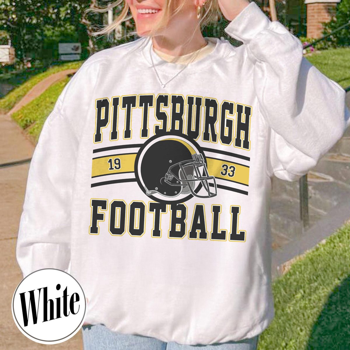Unisex Pittsburgh football vintage crewneck sweatshirt for men and women