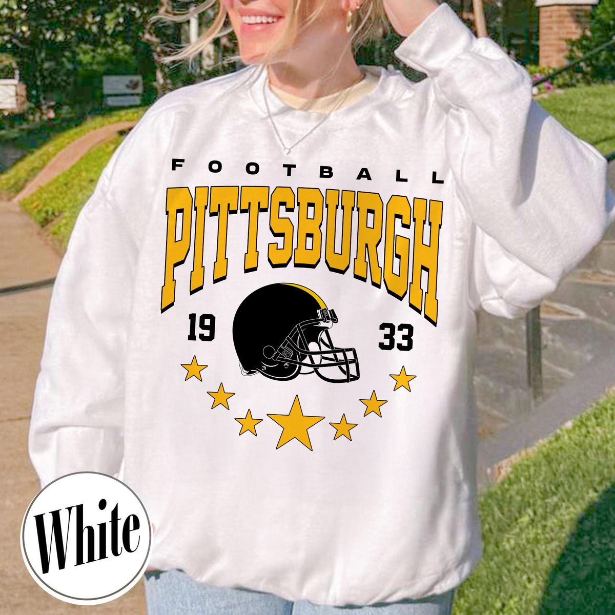 Unisex Pittsburgh football vintage crewneck sweatshirt for men and women
