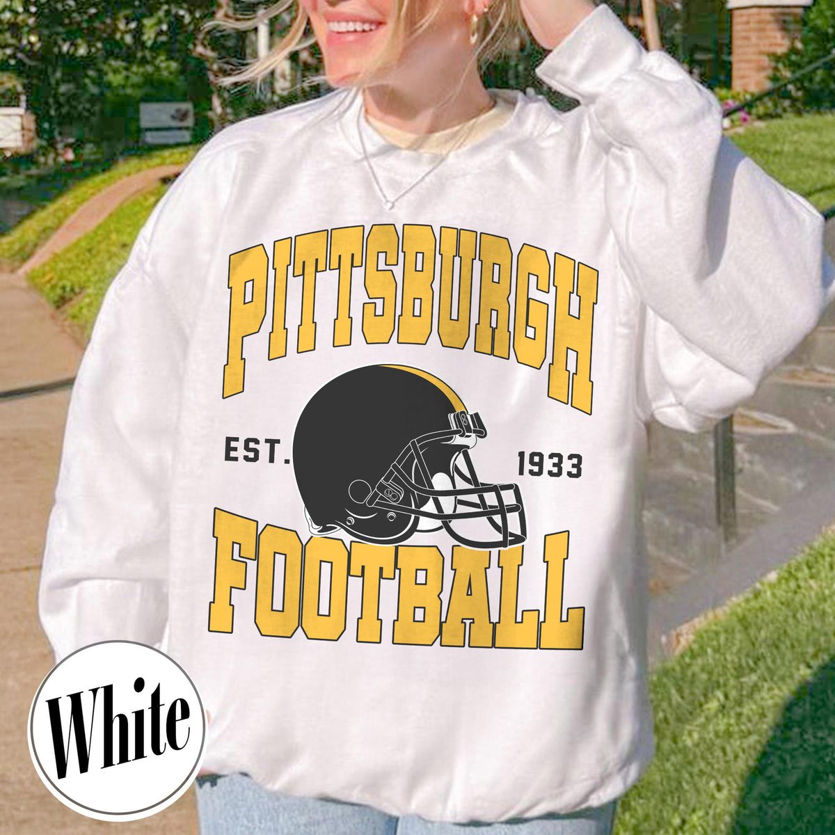 Unisex Pittsburgh football vintage crewneck sweatshirt for men and women