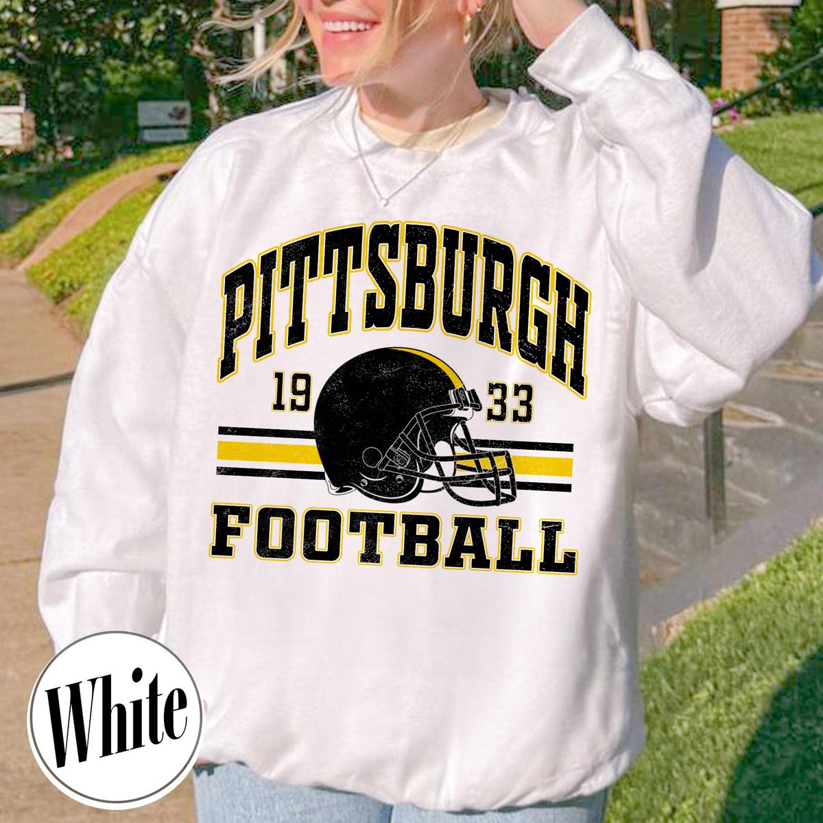 Unisex Pittsburgh football vintage crewneck sweatshirt for men and women