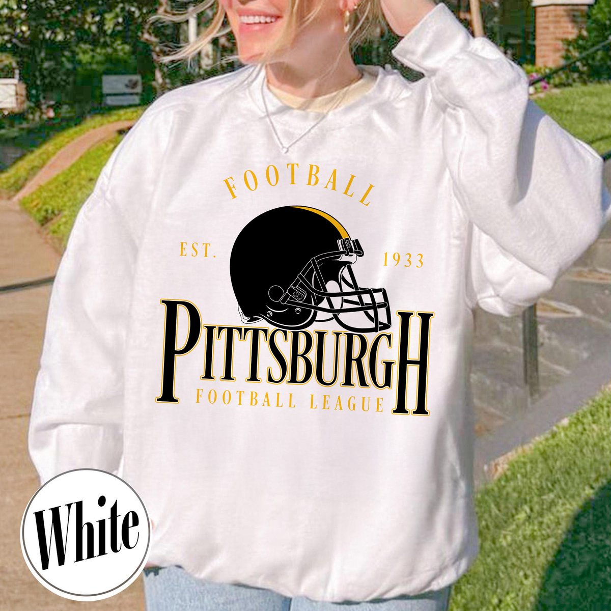 Unisex Pittsburgh football vintage crewneck sweatshirt for men and women